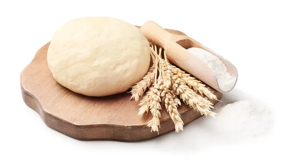 Fresh Wheat Dough Flour White Background — Stock Photo, Image