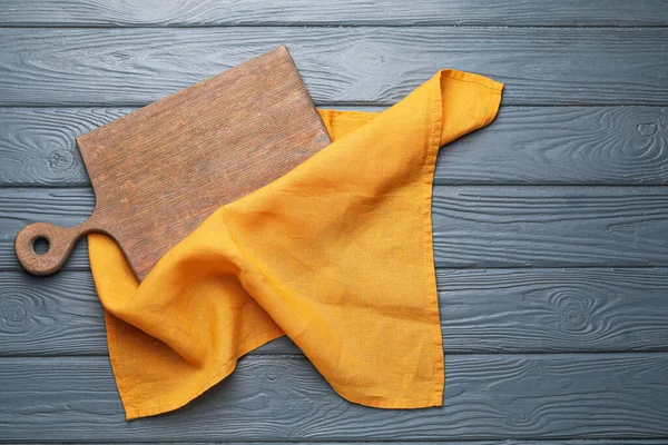 Clean Napkin Cutting Board Wooden Background — Stock Photo, Image