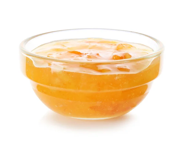 Bol Confiture Orange Sur Fond Blanc — Photo