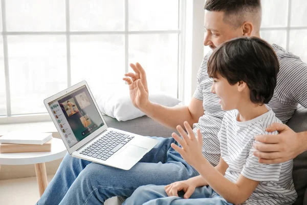 Family video chatting at home