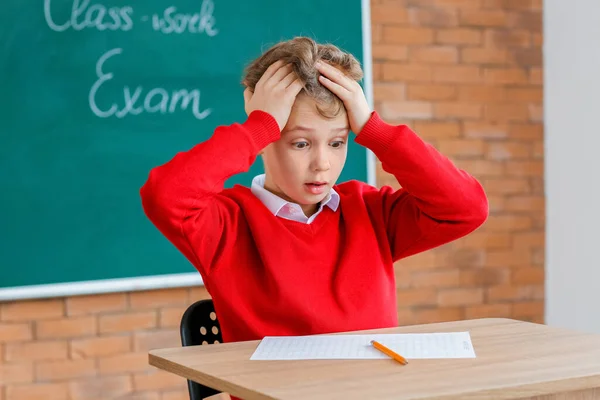 Stressed Pupil Passing Exam School — Stock Photo, Image