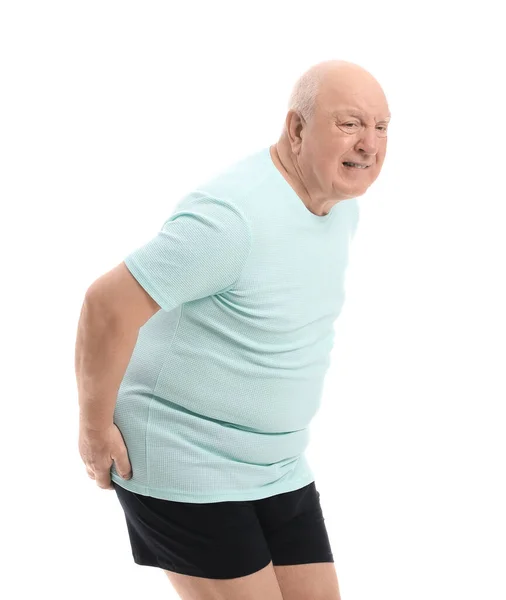 Elderly Man Suffering Hemorrhoids White Background — Stock Photo, Image