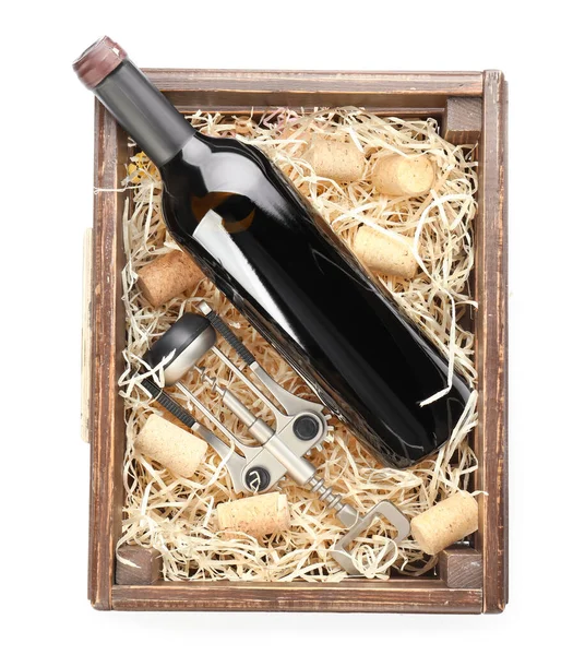 Box Bottle Wine White Background — Stock Photo, Image