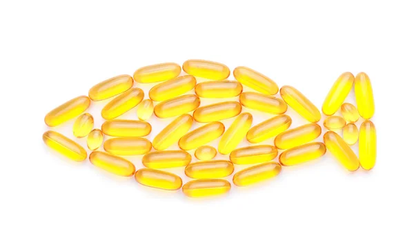 Composition Fish Oil Capsules White Background — Stock Photo, Image