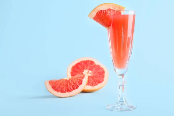 Glass Tasty Mimosa Cocktail Color Background — Stock Photo, Image