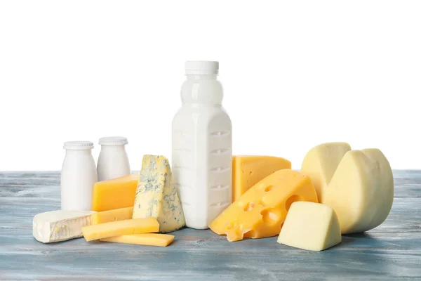 Different Dairy Products Table White Background — Stock Photo, Image