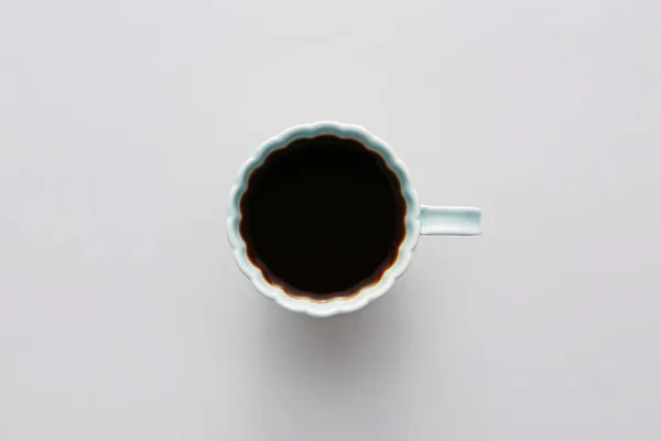 Чашка Горячего Кофе Светлом Фоне Вид Сверху — стоковое фото