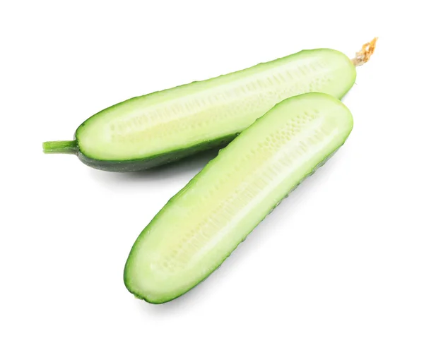 Green Cut Cucumber White Background — Stock Photo, Image