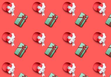 Renkli arka planda bir sürü güzel hediye kutusu