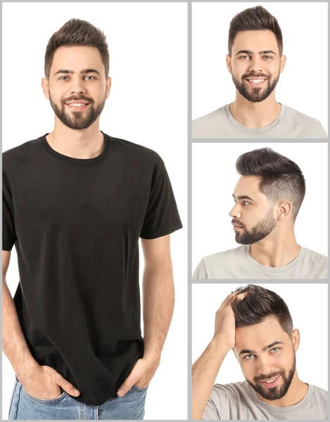 Set Bell Uomo Con Capelli Sani Sfondo Bianco — Foto Stock