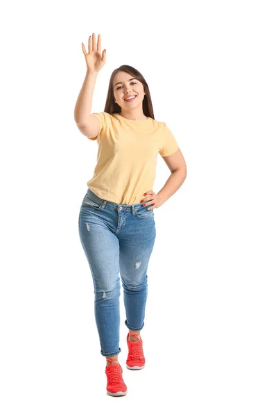 Retrato Joven Feliz Sobre Fondo Blanco —  Fotos de Stock