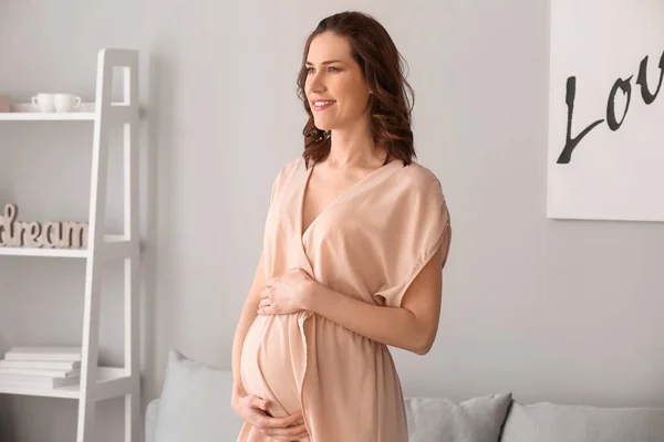 Beautiful Pregnant Woman Home — Stock Photo, Image