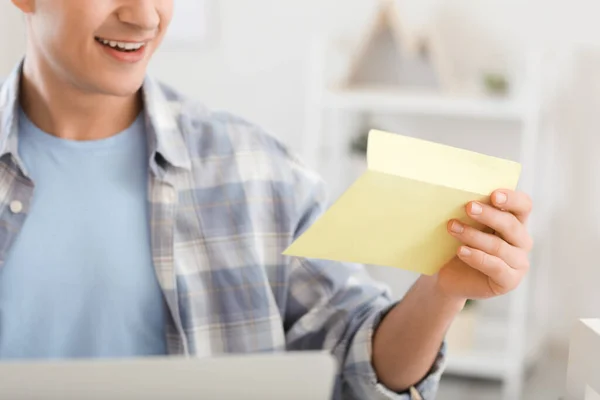 Young Man Reading Letter Home — Stock Photo, Image