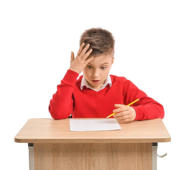 Pupil Passing Exam White Background — Stock Photo, Image