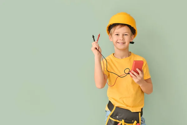 Söt Liten Elektriker Färg Bakgrund — Stockfoto