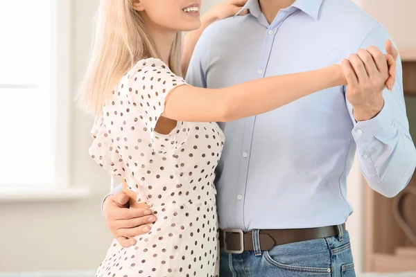 Happy Dancing Young Couple Home — Stock Photo, Image