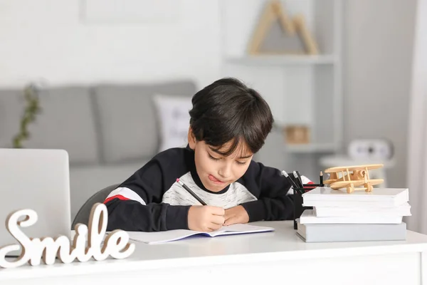 Little Boy Doing Homework Room — Stock Photo, Image