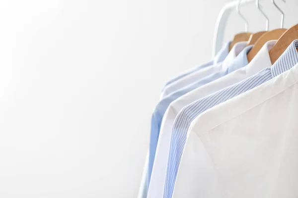 Rack Clothes Light Background Closeup — Stock Photo, Image