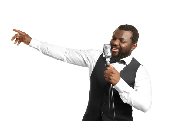 Male African American Singer White Background — Stock Photo, Image