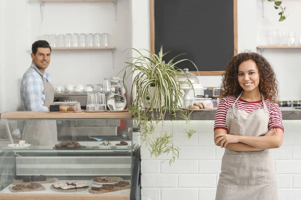 Porträtt Företagare Hennes Café — Stockfoto