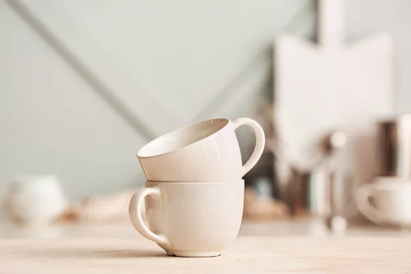 Blank Cups Kitchen Table — Stock Photo, Image