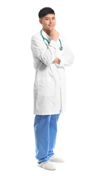 Male Asian Doctor White Background — Stock Photo, Image