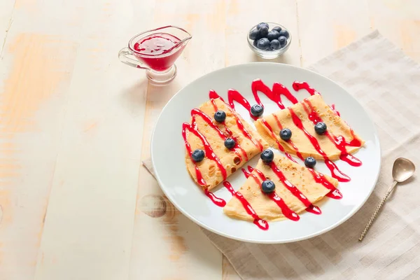 Tasty Blini Berries Table — Stock Photo, Image