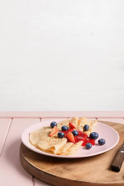 Tasty Blini Berries Table — Stock Photo, Image