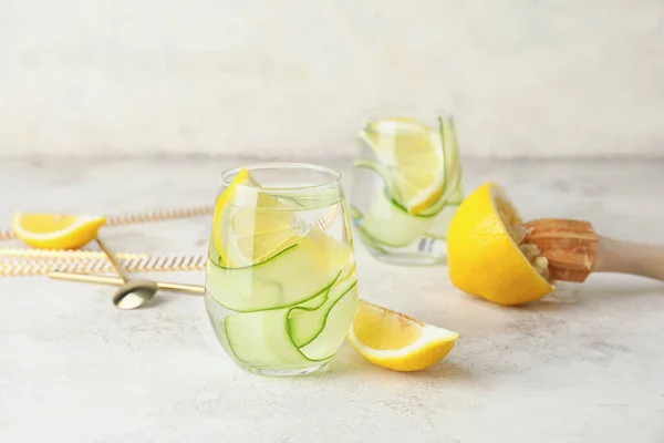 Glasses Healthy Infused Water Table — Stock Photo, Image