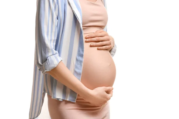 白い背景の美しい妊婦 — ストック写真
