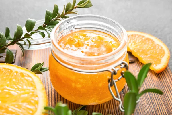 Jar Orange Jam Table — Stock Photo, Image