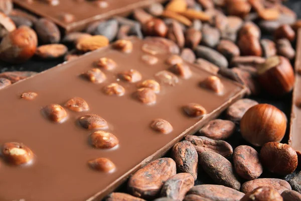 Sweet Chocolate Nuts Table Closeup — Stock Photo, Image