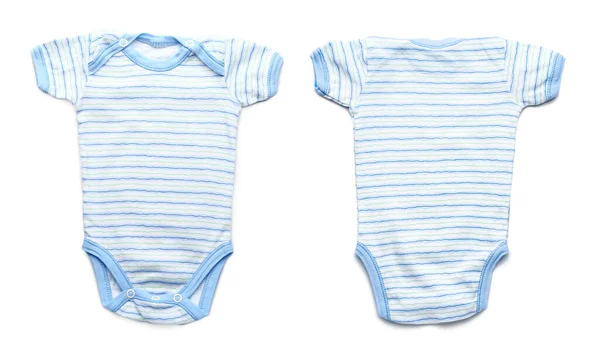 Vista Frontal Traseira Bodysuit Bebê Fundo Branco — Fotografia de Stock