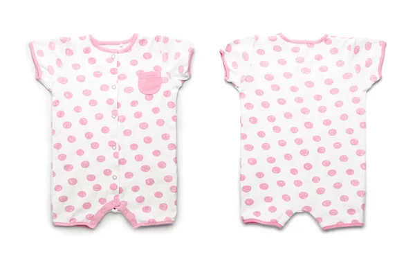 Vista Frontal Traseira Bodysuit Bebê Fundo Branco — Fotografia de Stock