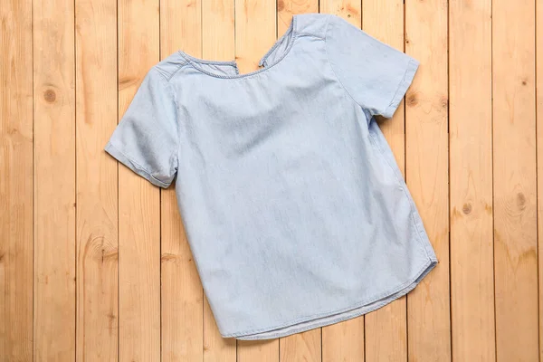 Stylish Shirt Wooden Background — Stock Photo, Image