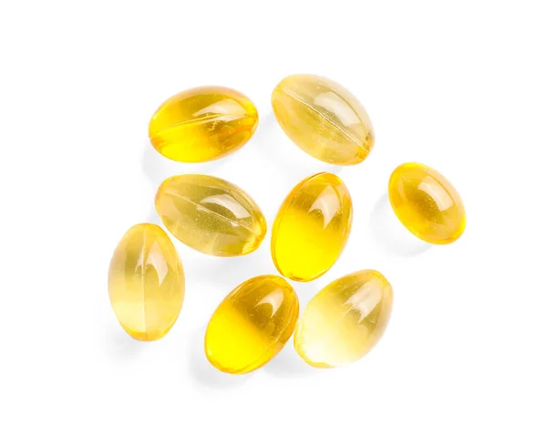 Fish Oil Capsules White Background — Stock Photo, Image