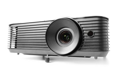 Beyaz arkaplanda modern video projektörü