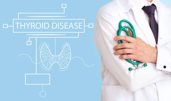 Эндокринолог Текст Thyroid Disease Цветном Фоне — стоковое фото