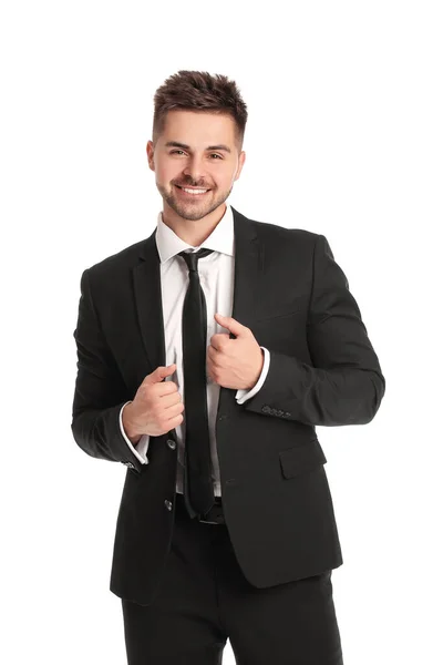 Portrait Handsome Young Businessman White Background — Stock Photo, Image