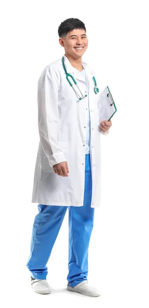 Mężczyzna Azji Lekarz Białym Tle — Zdjęcie stockowe