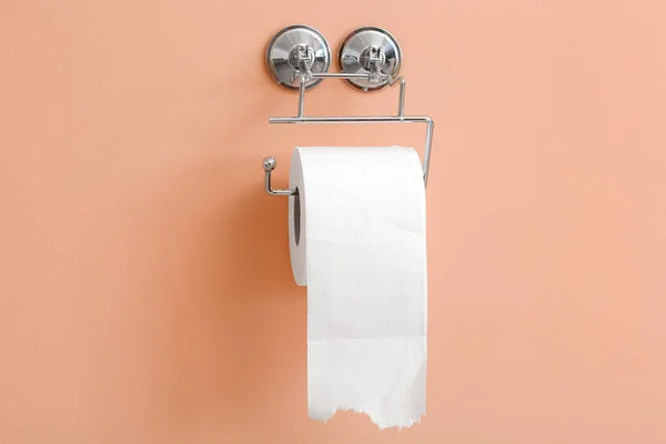 Uchwyt Rolką Papieru Toaletowego Wiszącą Ścianie — Zdjęcie stockowe