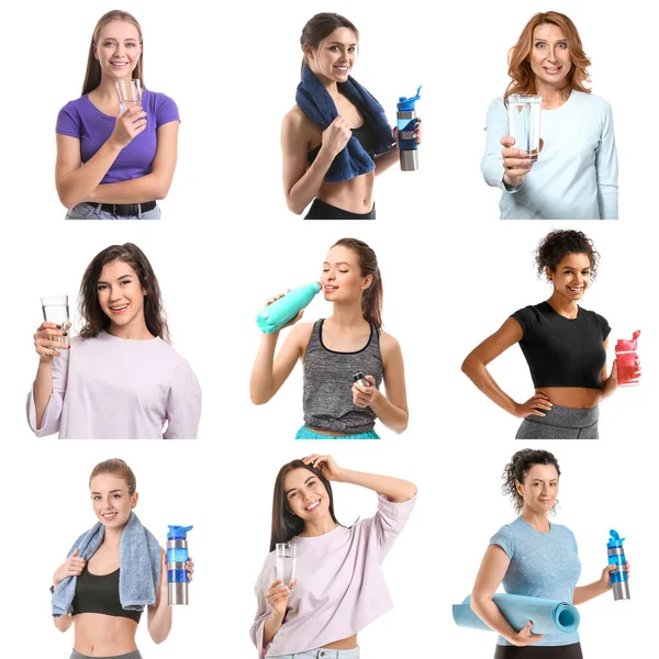 Different Women Water White Background — Stock Photo, Image