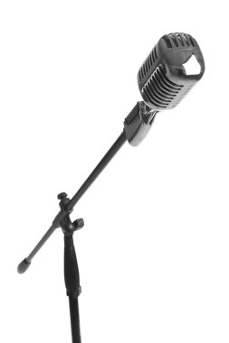 Beyaz arkaplanda Retro mikrofon