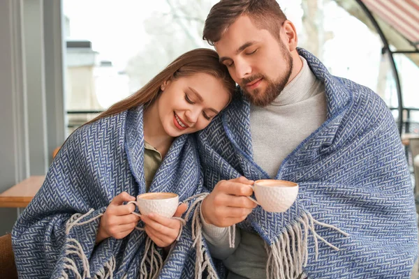 Pareja Joven Tomando Café Cafetería — Foto de Stock