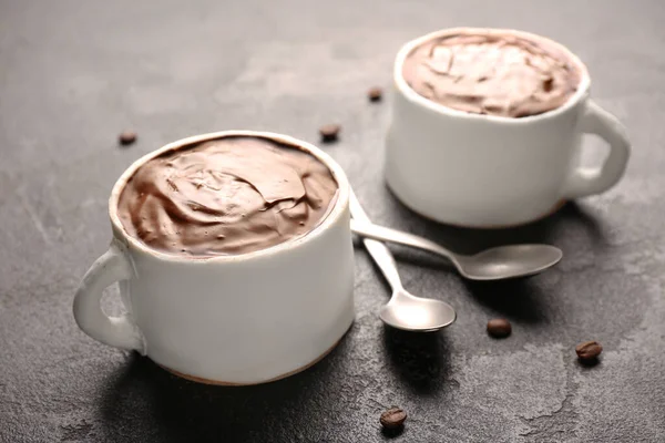 Pasteles Chocolate Forma Tazas Café Sobre Fondo Grunge — Foto de Stock