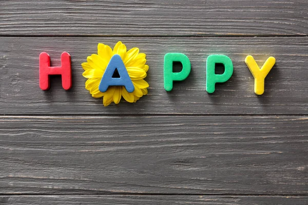 Word Happy Wooden Background — Stock Photo, Image