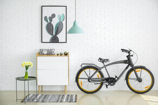 Interior Modern Room Commode Bicycle — Stock Photo, Image