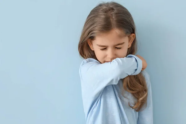 Sick Little Girl Color Background — Stock Photo, Image