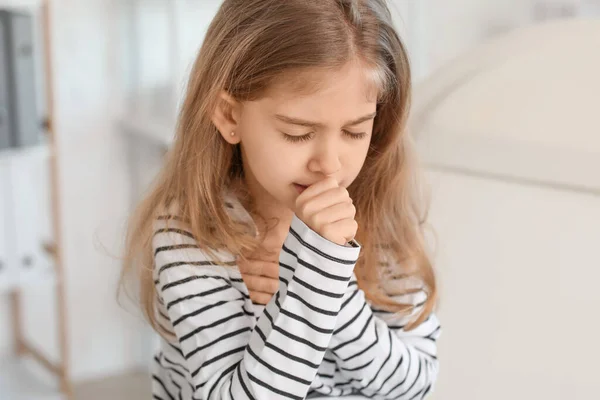 Sick Little Girl Visiting Doctor Clinic — Stock Photo, Image