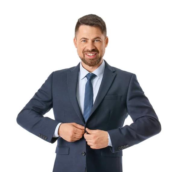 Portrait Handsome Businessman White Background — Stock Photo, Image